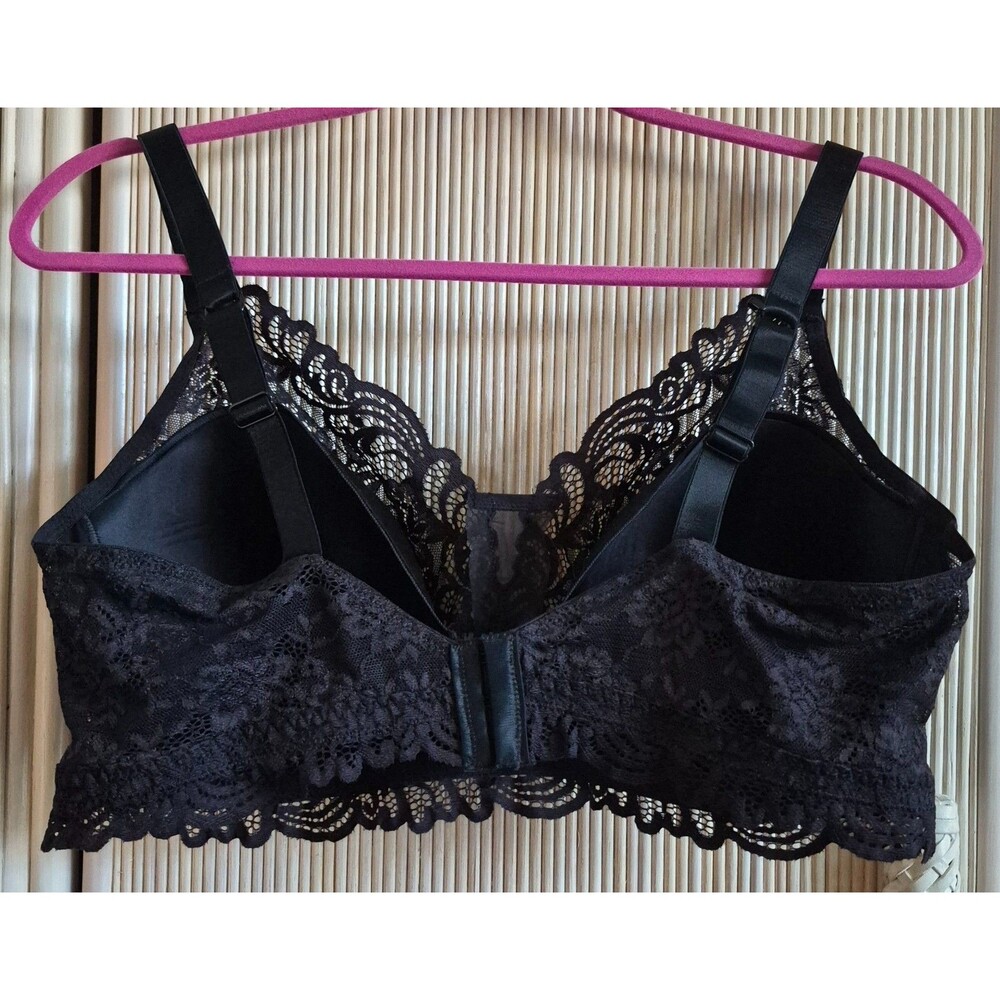 Bali Bra Size 2XL Black Lace Wirefree Comfort Lined No Slip Adjustable Straps - Picture 2 of 5